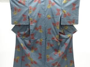 蝶模様織出し本場泥大島紬着物（5マルキ）